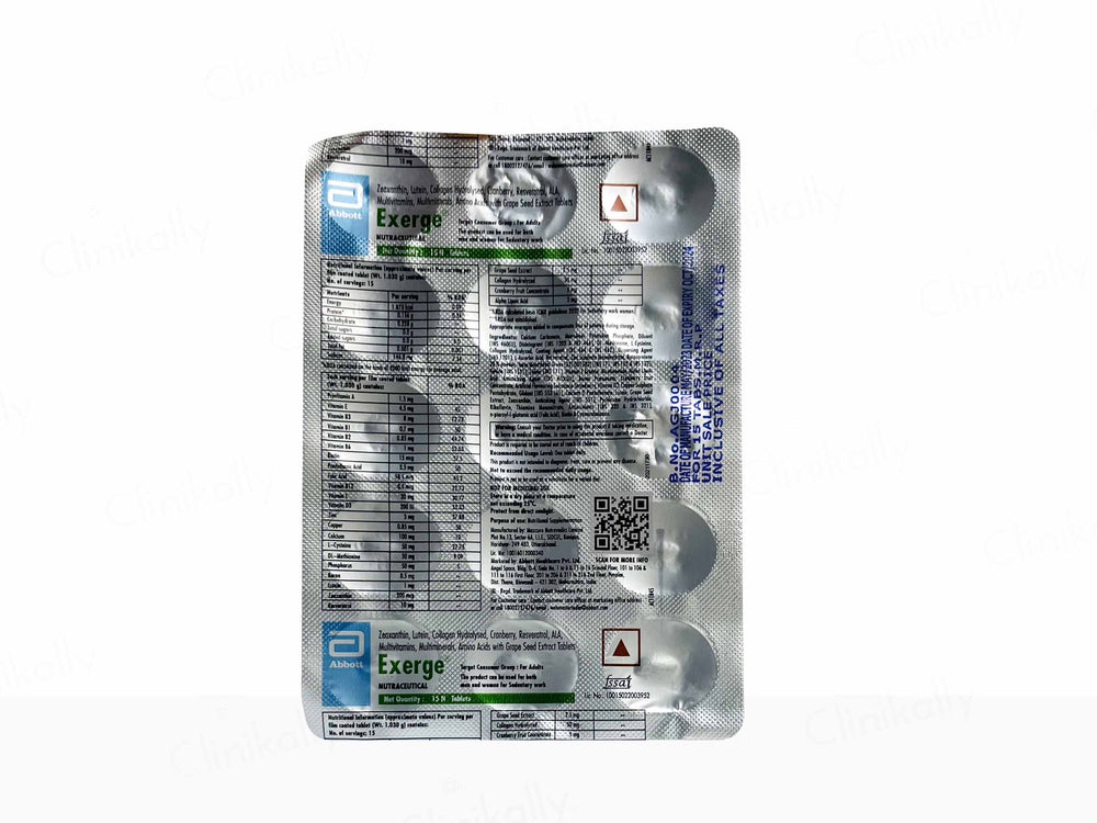 Exerge Nutraceutical Tablet-clinikally