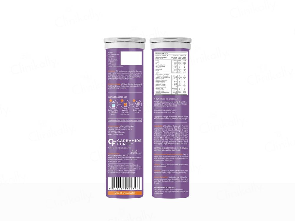 Carbamide Forte L-Glutathione Reduced + Hyaluronic Acid Effervescent Tablet - Orange Flavour