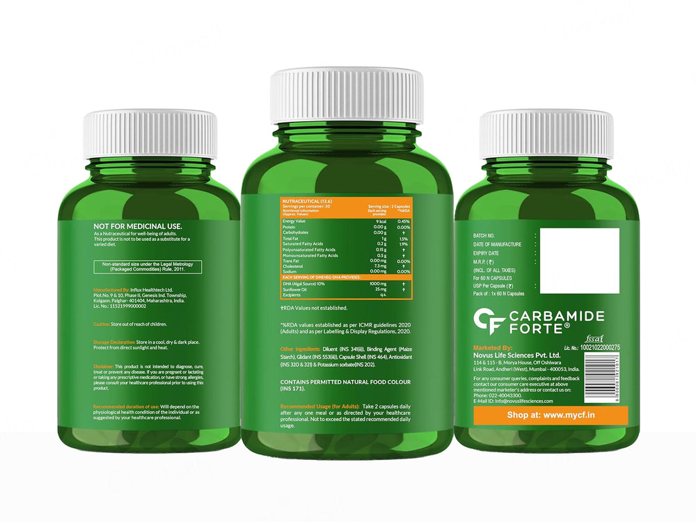 Carbamide Forte Vegetarian Omega-3 1000mg With Algal DHA 10% Liquid Filled Capsule