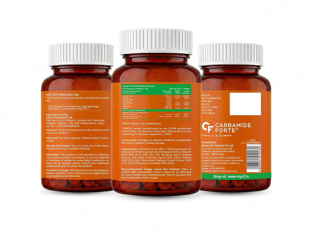 Carbamide Forte Vitamin D3 + Vitamin K2 MK7 Tablet