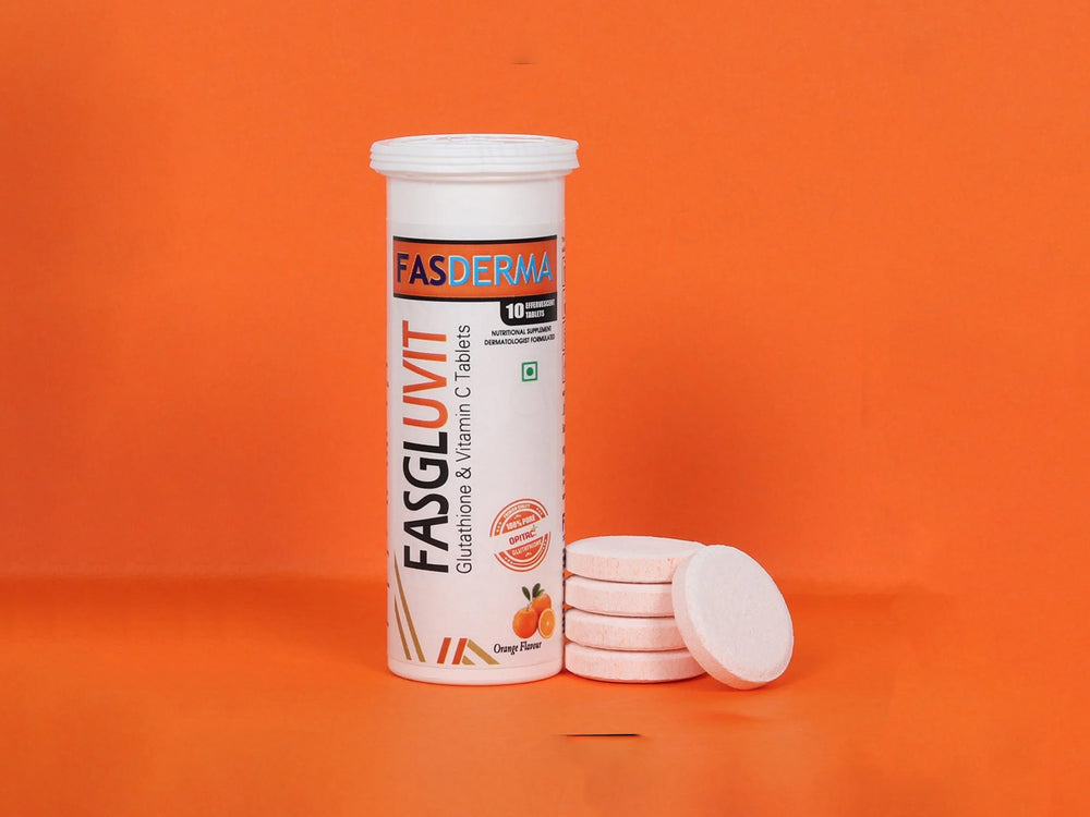 Fasderma Fasgluvit Glutathione & Vitamin C Effervescent Tablet - Orange Flavour