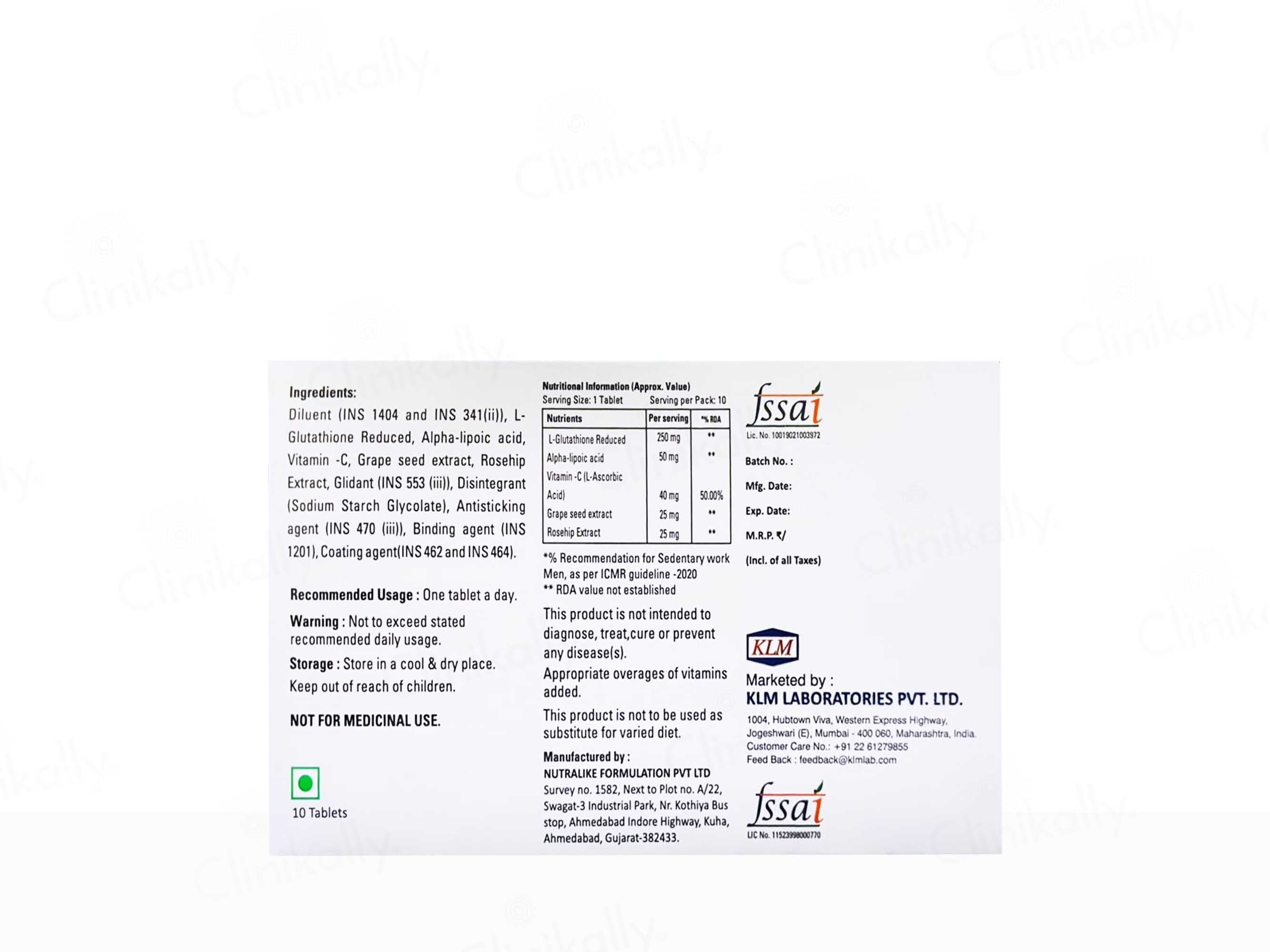 Glutaderm Tablet