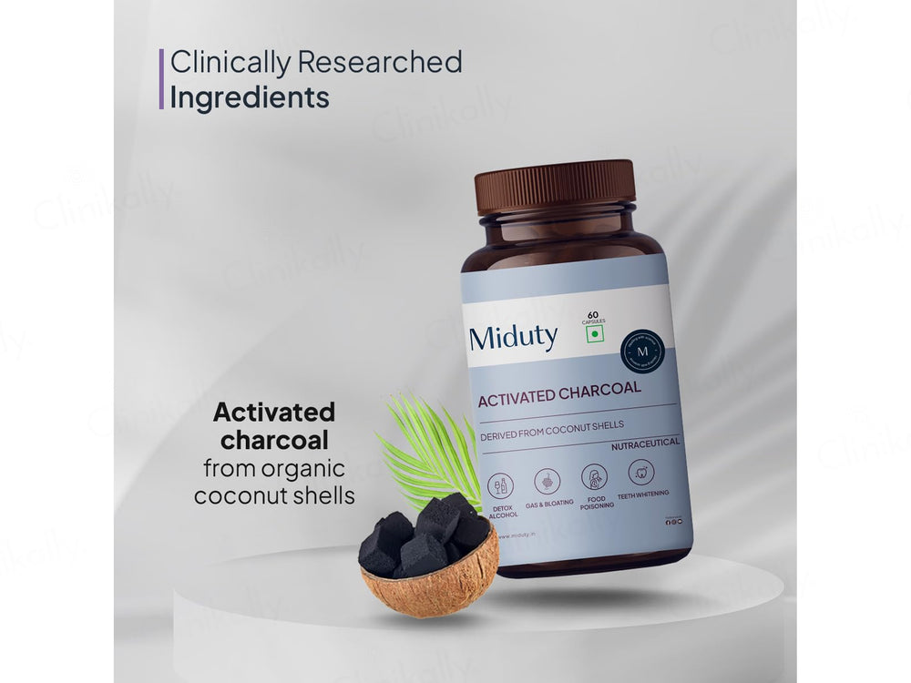 Miduty Activated Charcoal Nutraceutical Veg Capsule