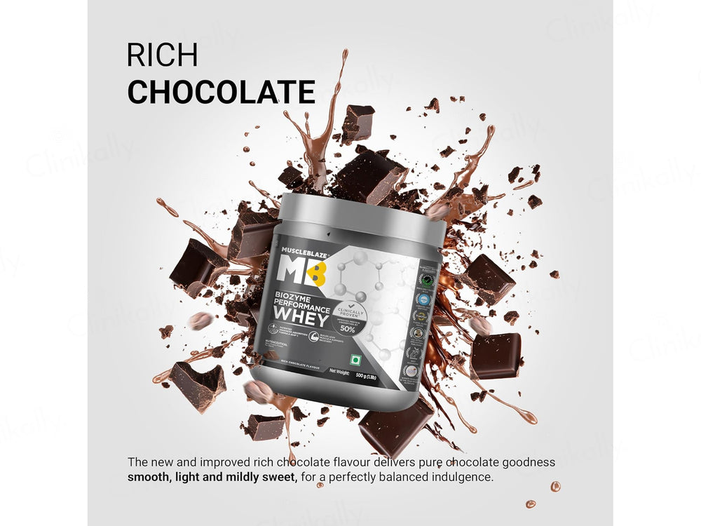 MuscleBlaze Biozyme Performance Whey Nutraceutical Powder - Rich Chocolate Flavour