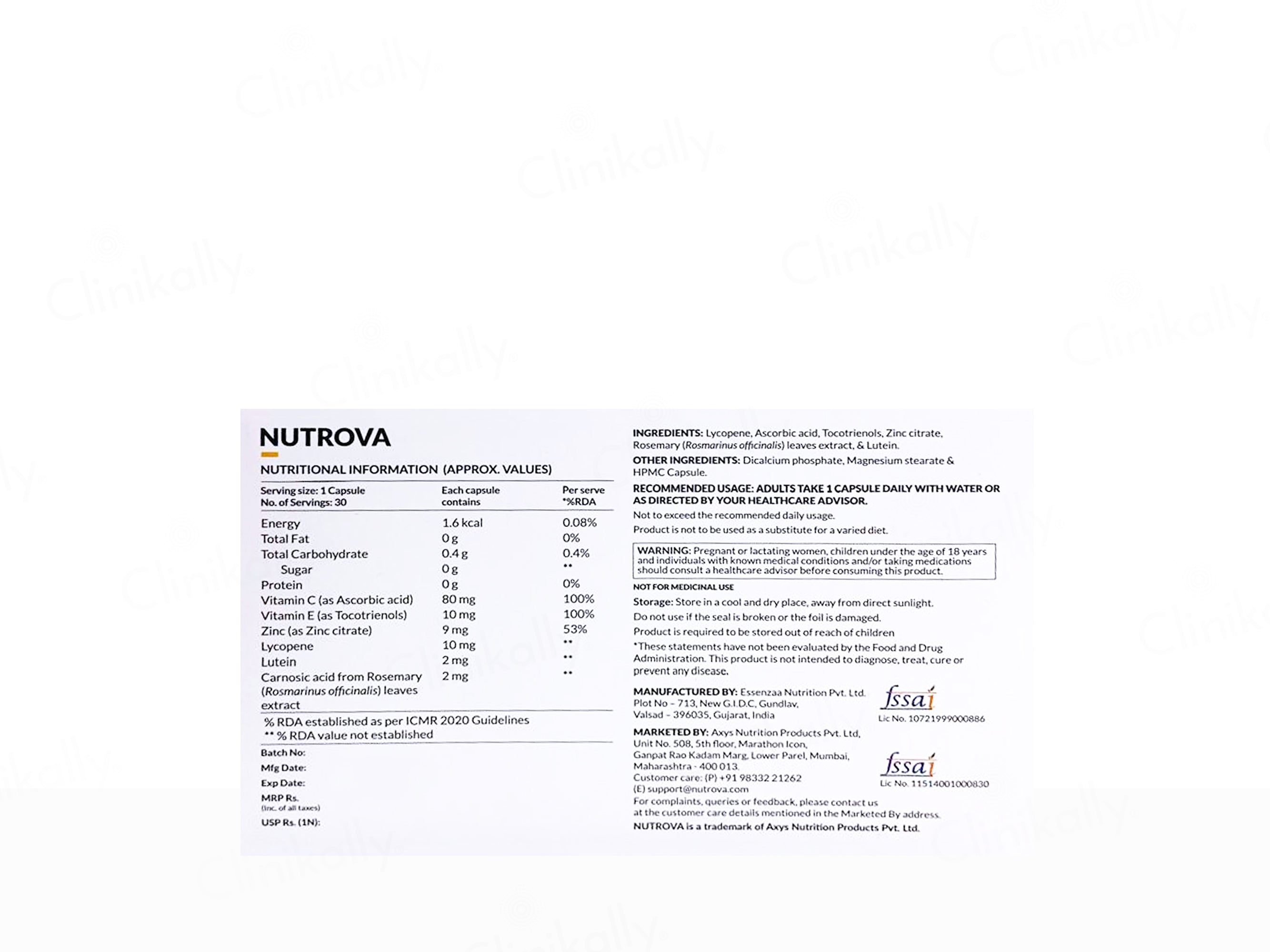 Nutrova Caroshield Nutraceutical Capsule