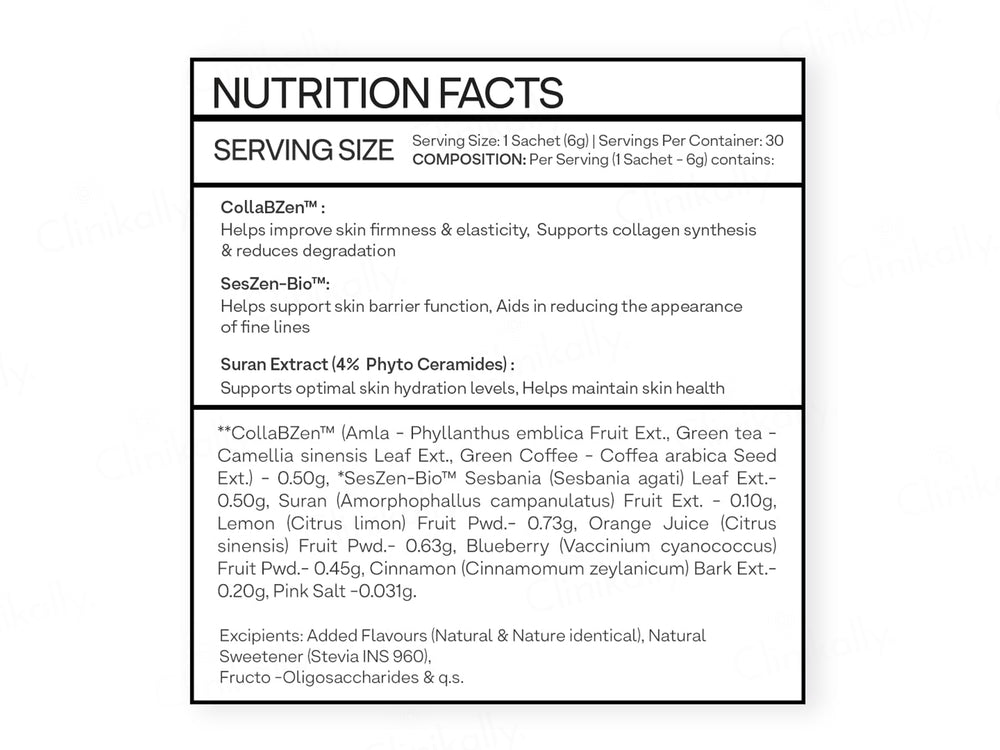 OZiva Phyto Ceramides + Collagen Builder Powder - Blueberry Flavour