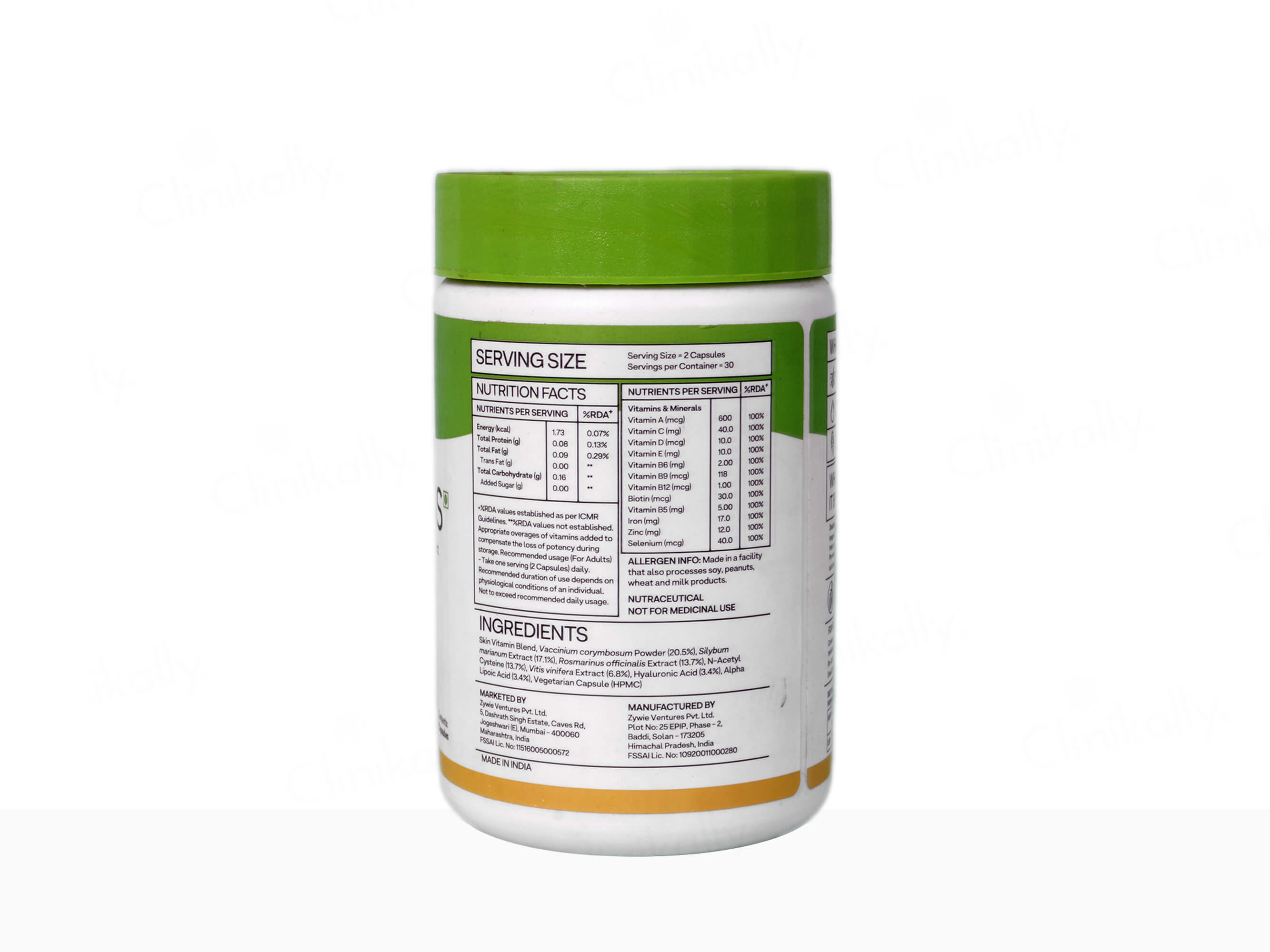 OZiva Skin Vitamins Capsules With Hyaluronic Acid and Grape Seed Extract - Clinikally