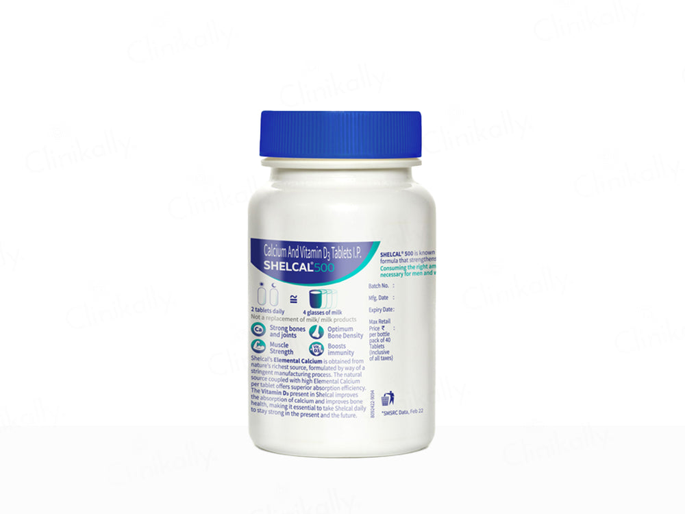 Shelcal 500 Calcium & Vitamin D3 Bone & Muscle Health Tablet