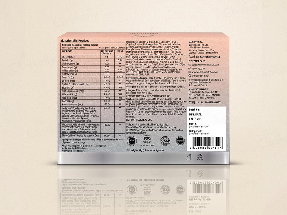 Wellbeing Nutrition Skin Fuel Pro+ Advanced Drinkable Skincare - Valencia Orange Flavour