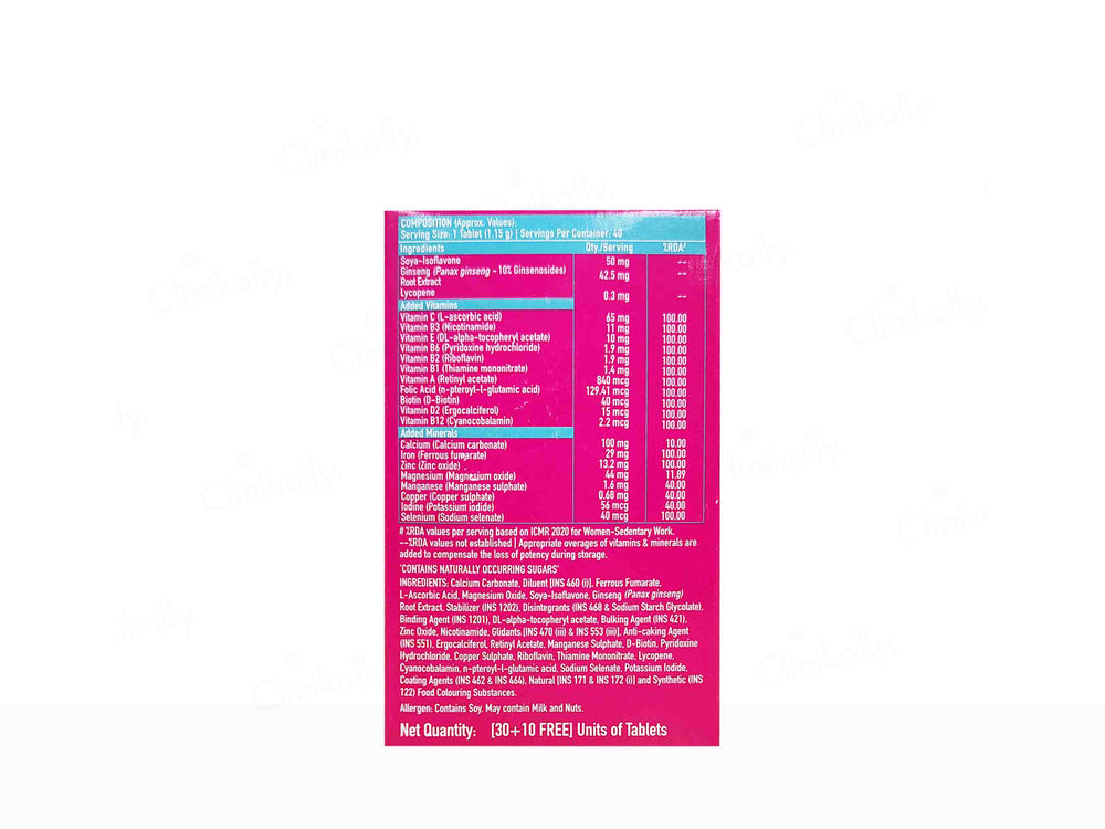 HK Vitals Multivitamin With Soya-Isoflavones, Lycopene & Ginseng Extract Tablet For Women