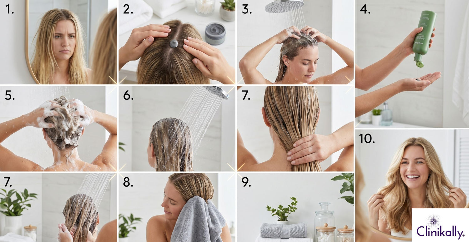 Step-by-step greasy hair care routine