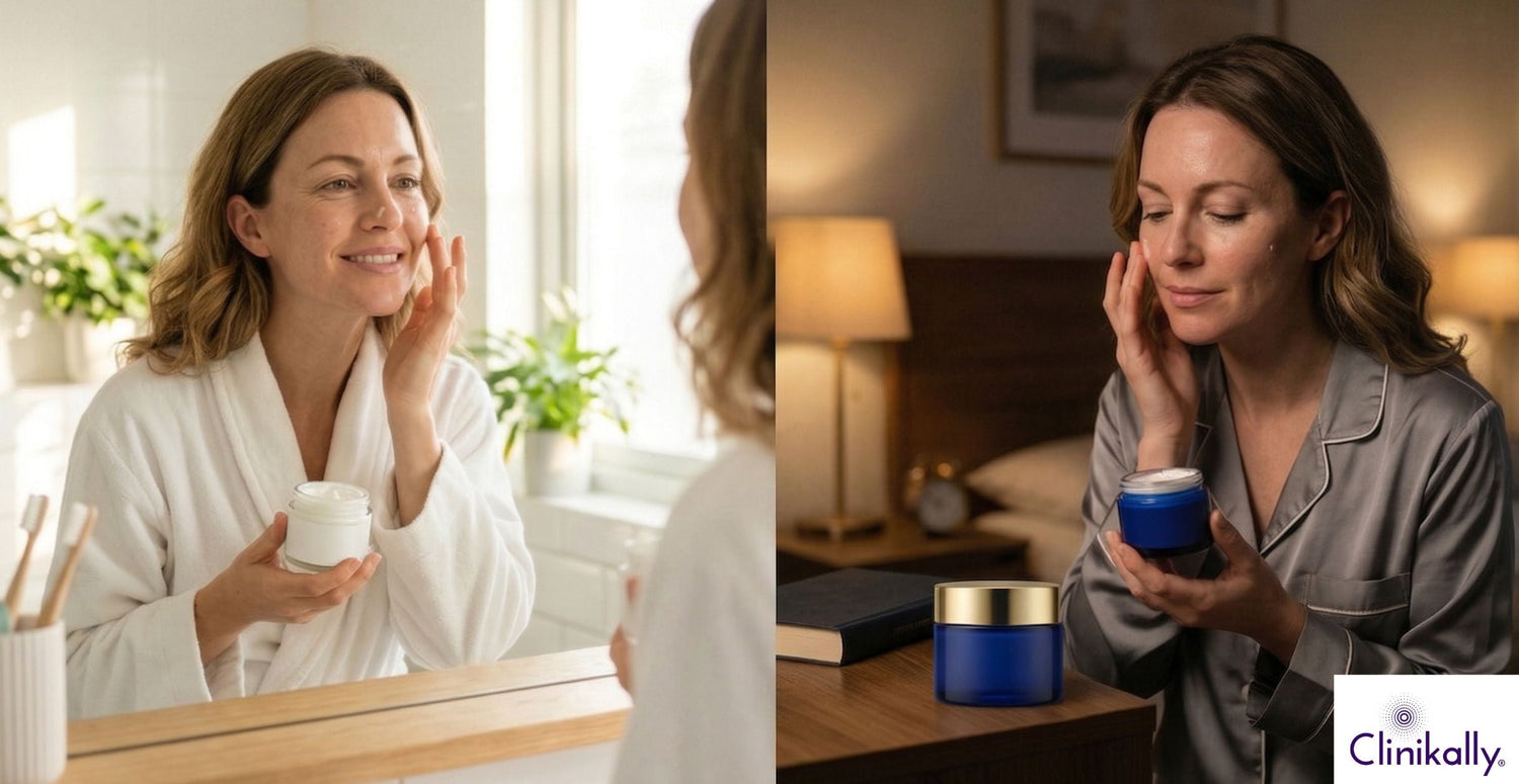 Day vs night skincare routine comparison