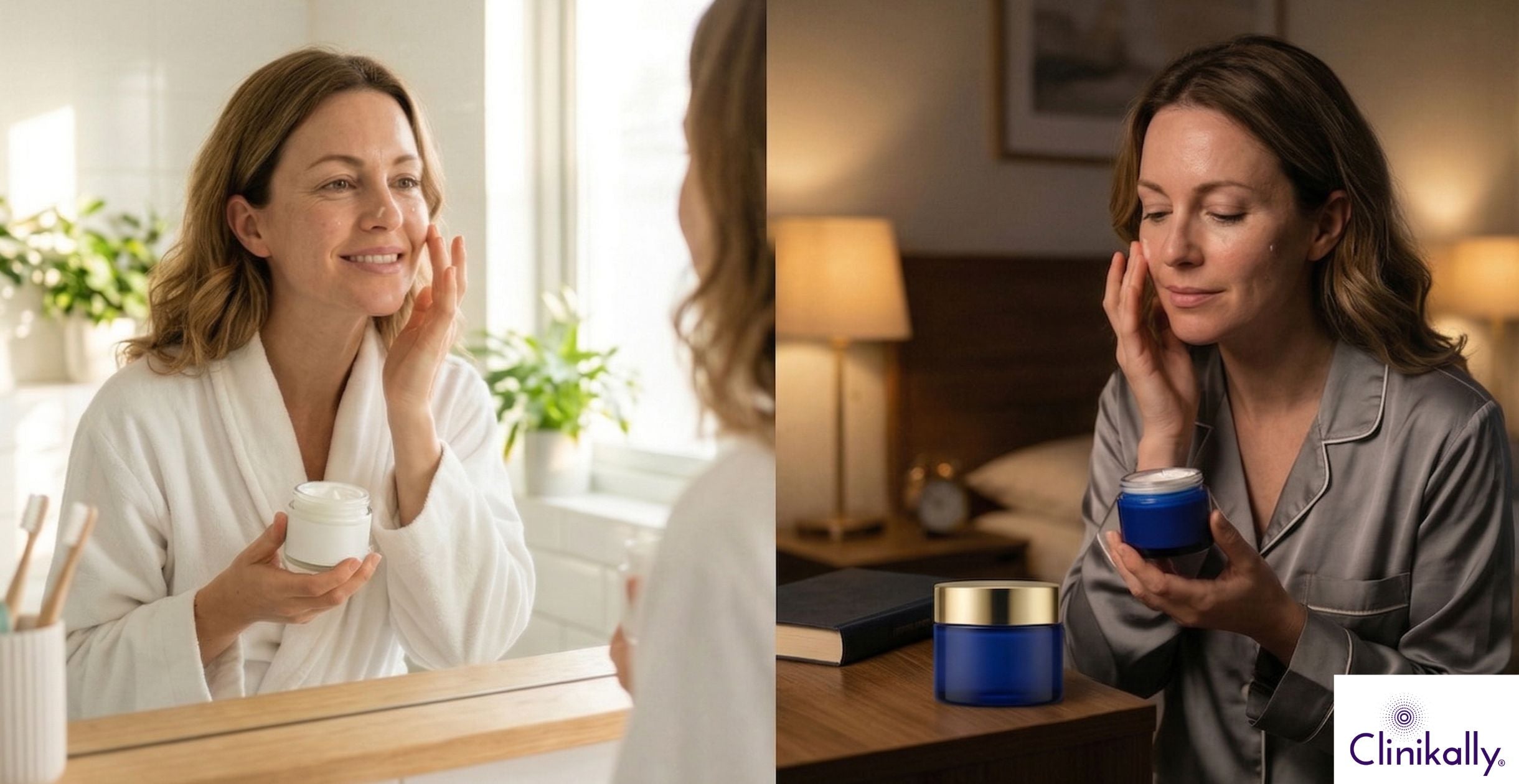 Day vs night skincare routine comparison