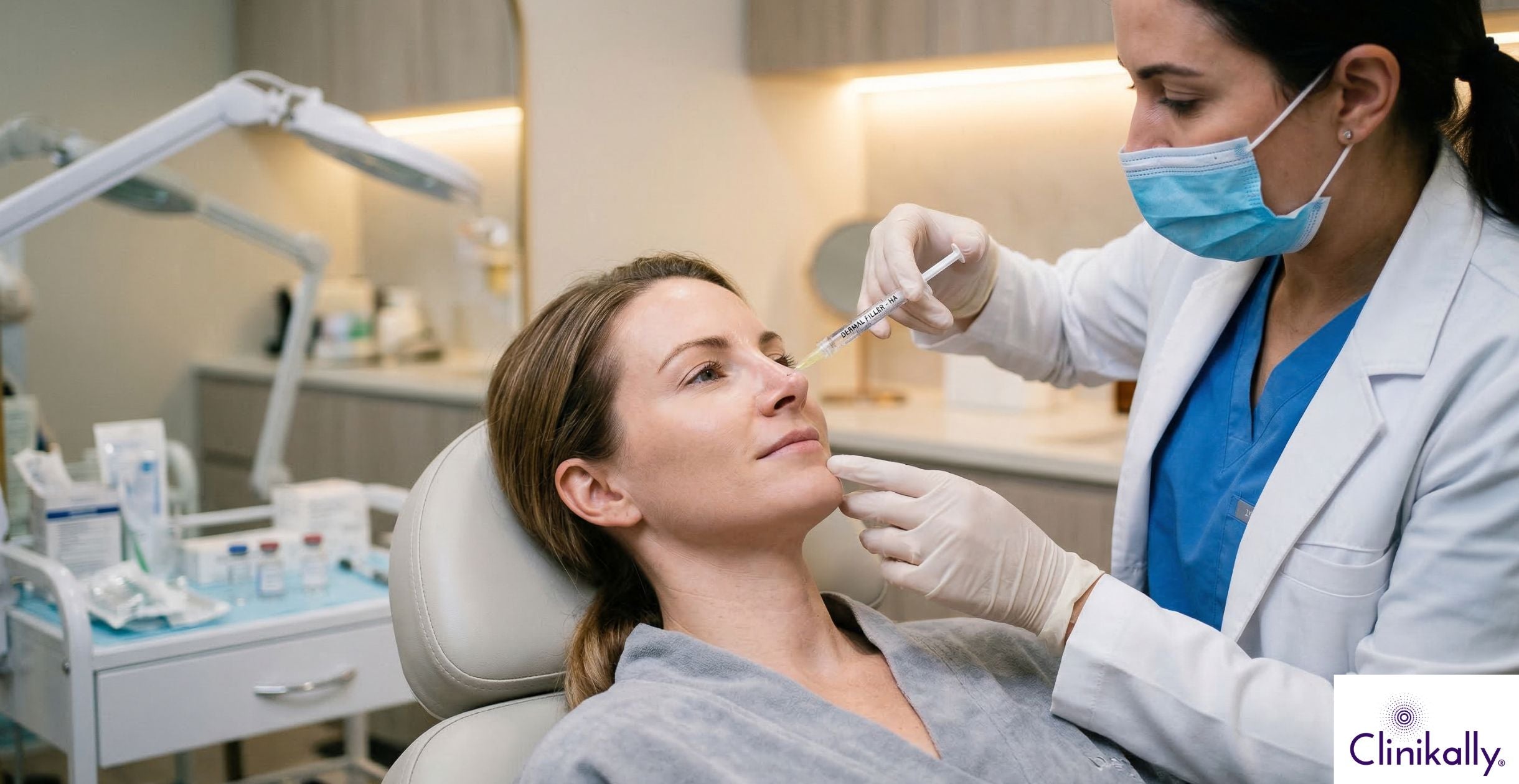 A Doctor performing non-surgical nose job