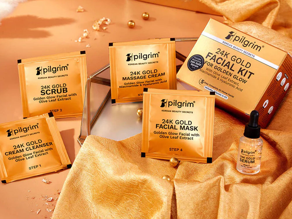 Pilgrim 24K Gold Facial Kit For Golden Glow