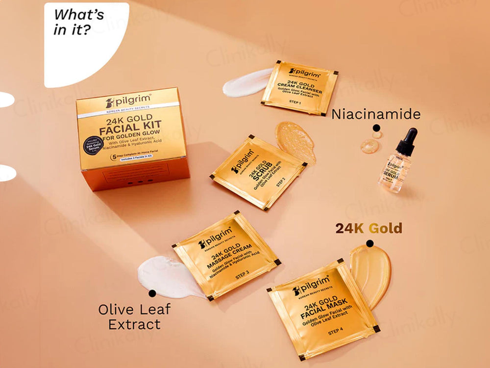 Pilgrim 24K Gold Facial Kit For Golden Glow