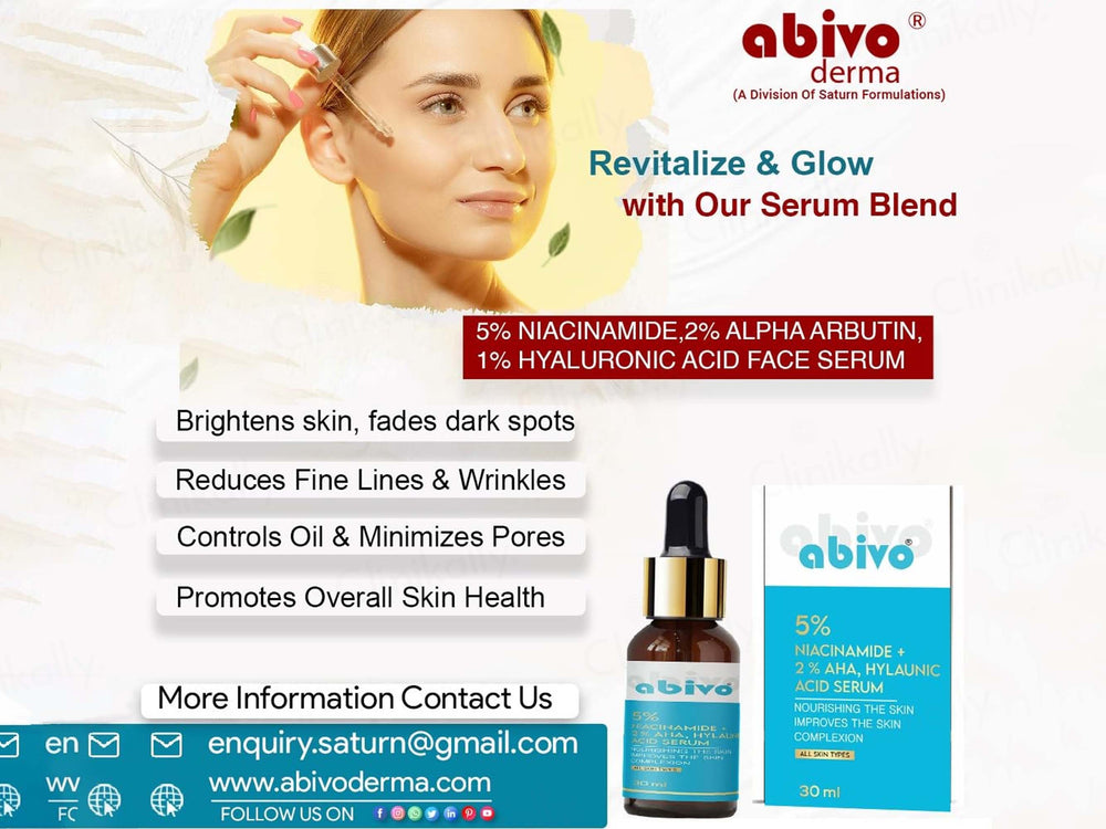 Abivo 5% Niacinamide + 2% Alpha Arbutin + 1% Hyaluronic Acid Face Serum