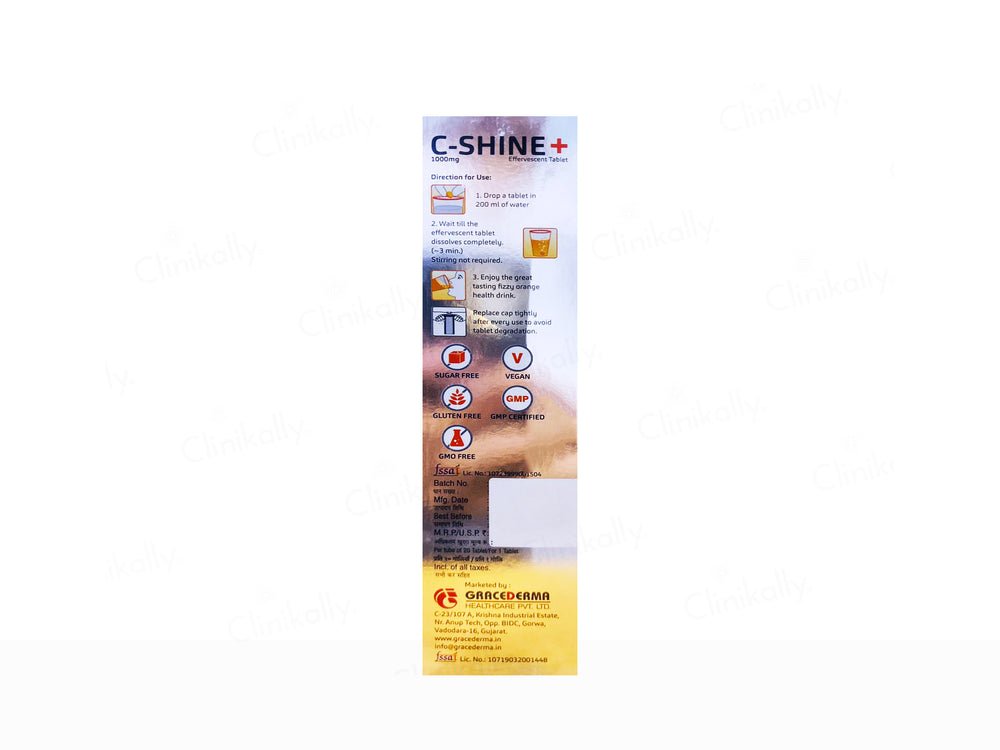 C-Shine+ 1000mg Effervescent Tablet - Orange Flavour