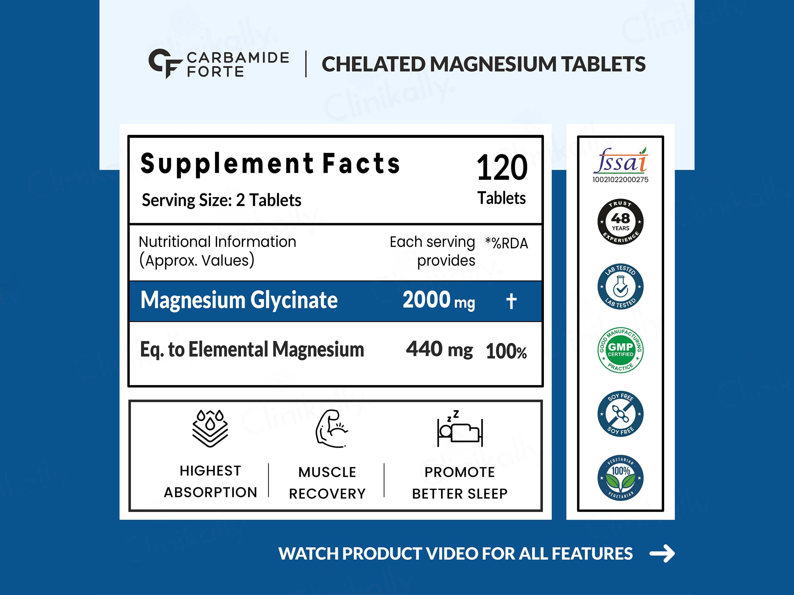 Carbamide Forte Chelated Magnesium Glycinate 2000mg Tablet