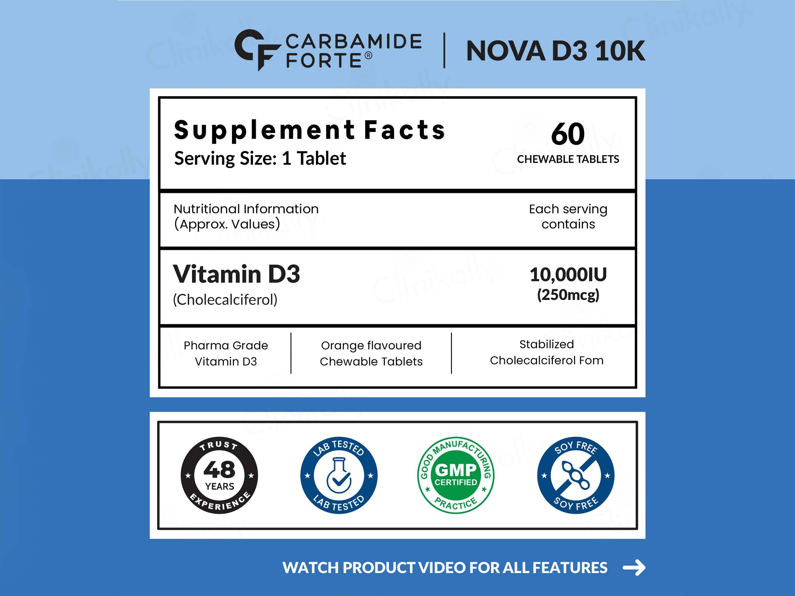 Carbamide Forte Chewable Vitamin D3 10000 IU Tablet