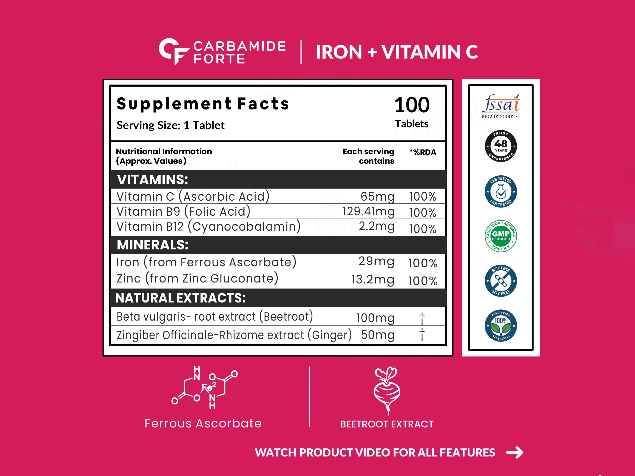 Carbamide Forte Iron, Vitamin C, Zinc, Vitamin B12, Folic Acid Tablet