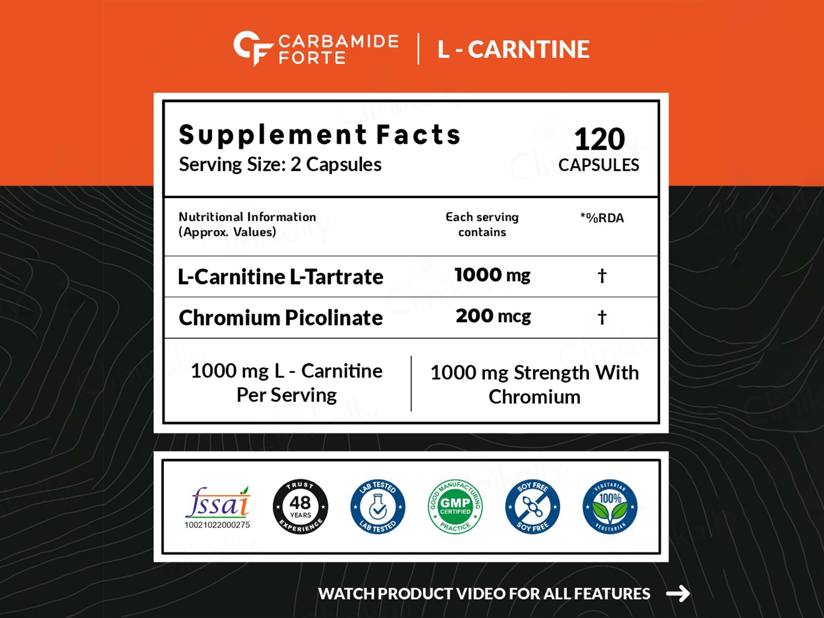 Carbamide Forte L-Carnitine Tartrate 1000mg Capsule