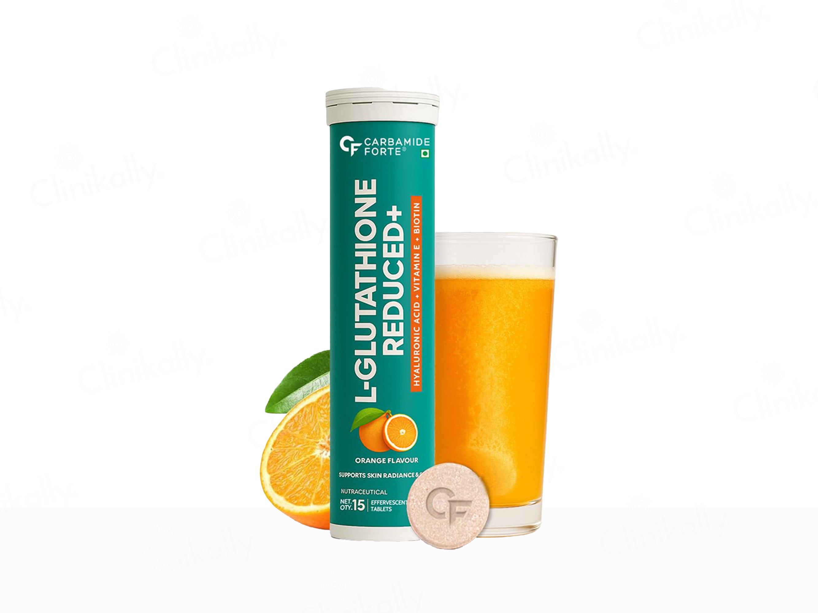 Carbamide Forte L-Glutathione Reduced + Hyaluronic Acid Effervescent Tablet - Orange Flavour