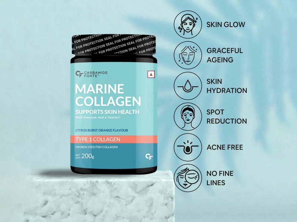 Carbamide Forte Marine Collagen Powder Supplement - Citrus Burst Orange Flavour