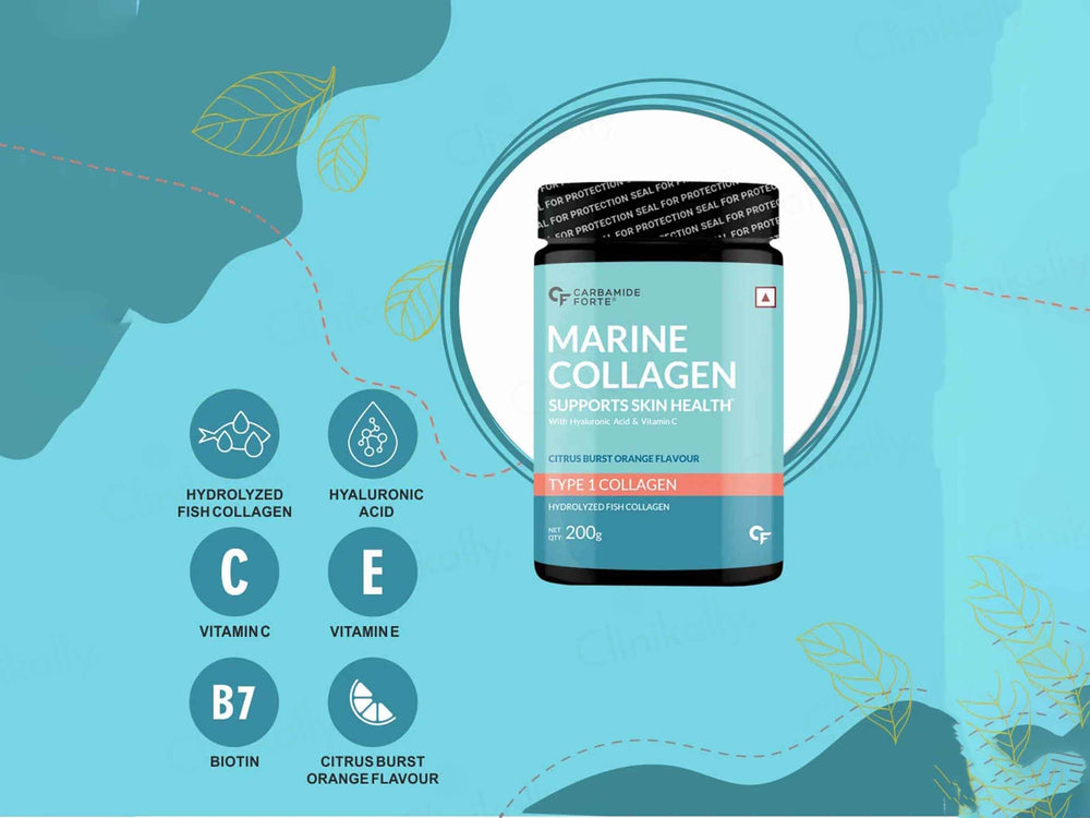 Carbamide Forte Marine Collagen Powder Supplement - Citrus Burst Orange Flavour