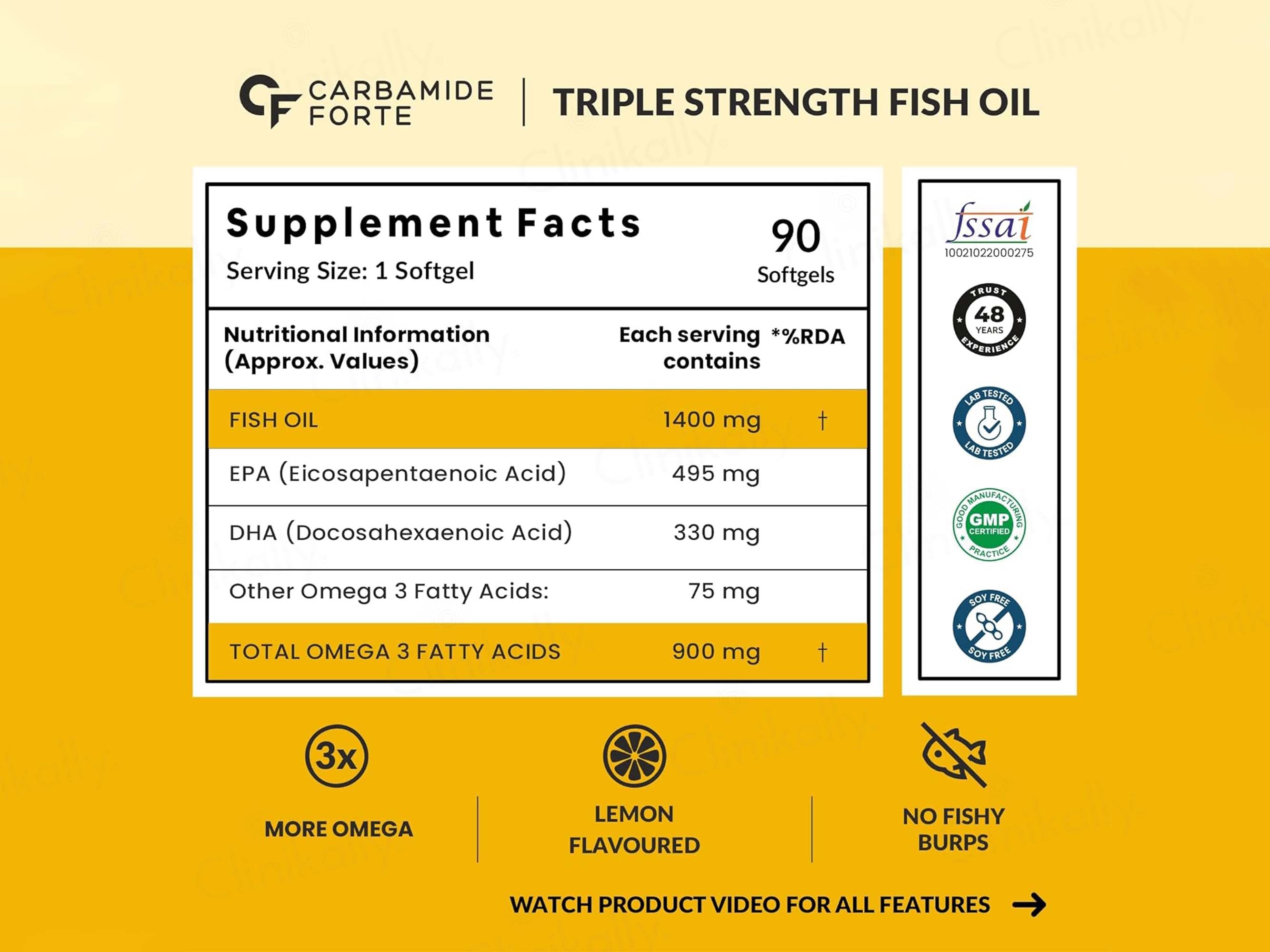 Carbamide Forte Triple Strength Fish Oil 1400mg + Omega 3 Capsule