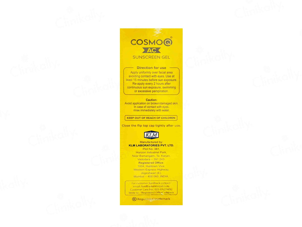 CosmoQ AC Sunscreen Gel SPF 30 PA+++