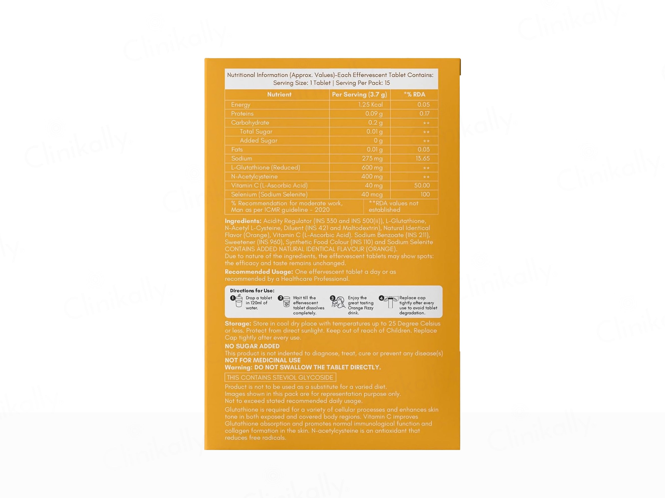 Lukewarm Glutathione 1K Nutraceutical Effervescent Tablet