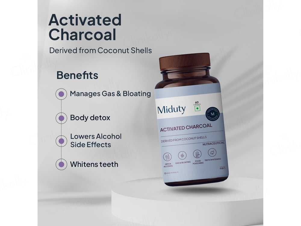 Miduty Activated Charcoal Nutraceutical Veg Capsule