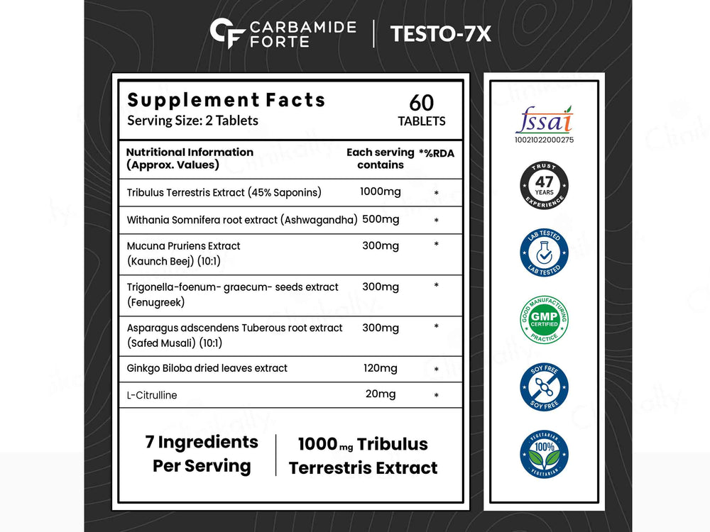 Carbamide Forte Testo-7X Nutraceutical Tablet For Men