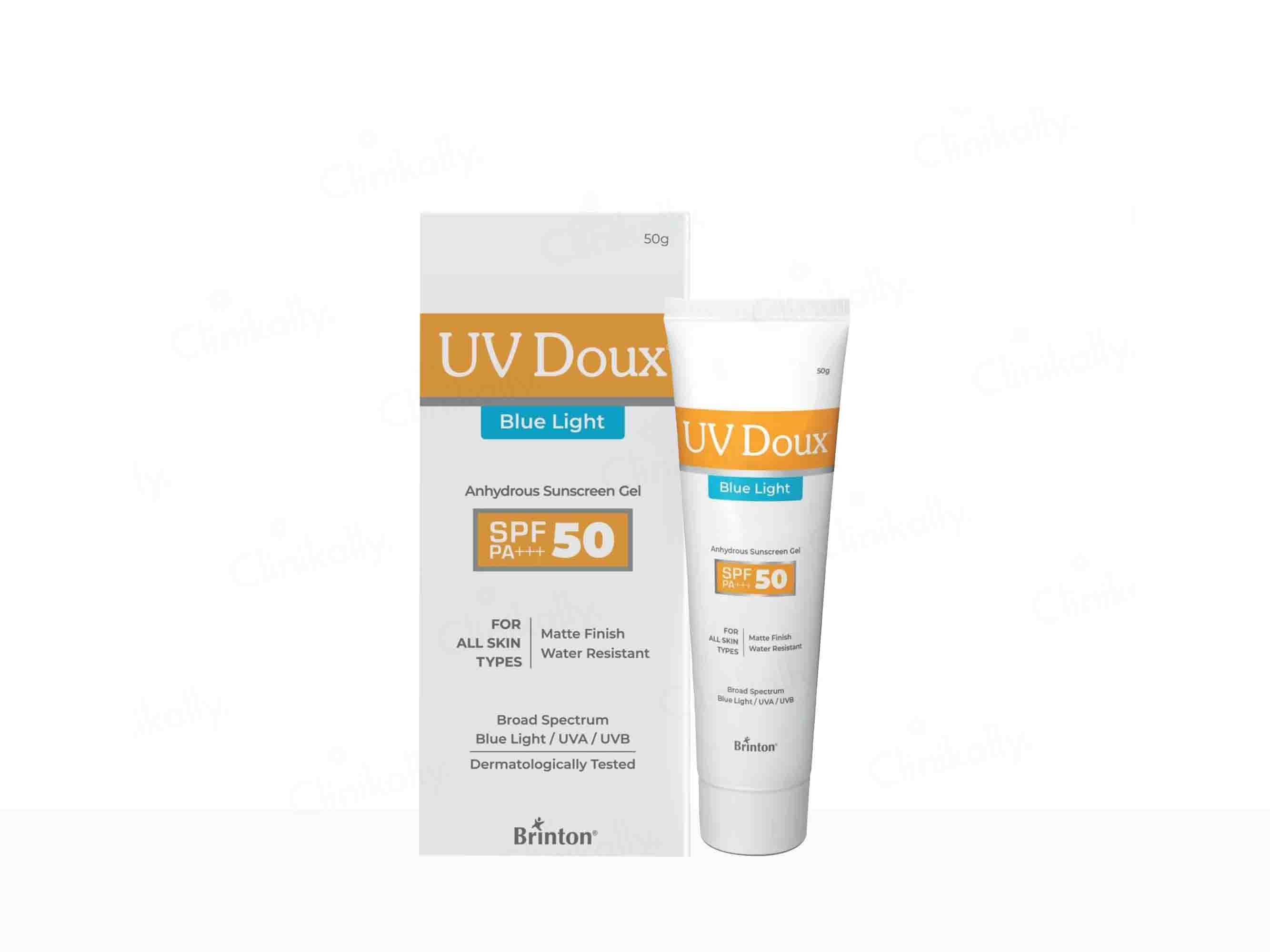 Buy UV Doux Blue Light Anhydrous Sunscreen Gel SPF 50 PA+++ Online ...