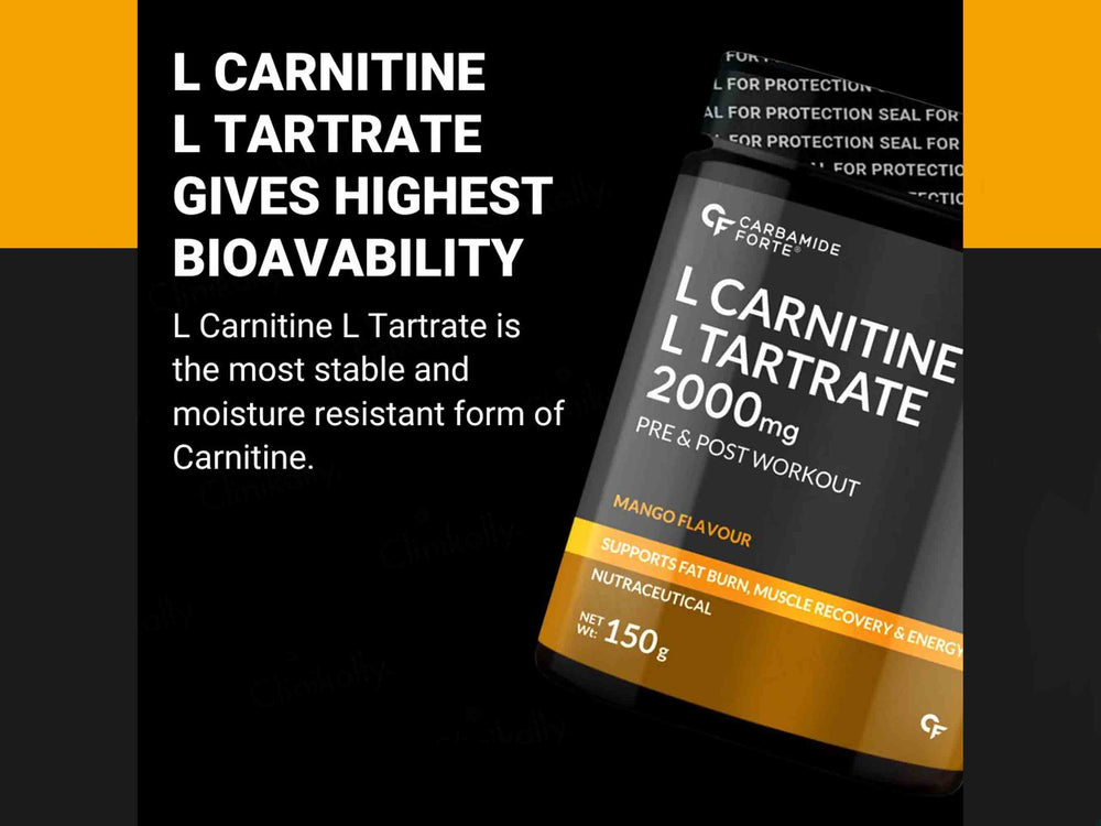 Carbamide Forte L-Carnitine L-Tartrate 2000mg Pre & Post Workout Powder - Mango Flavour